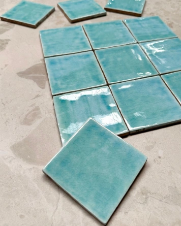 Nour Aqua – Zellige-Wandfliese in Blau, 10x10 cm