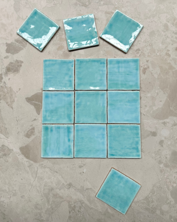 cellular tile with crackle finish | Nour Aqua 10x10 cm