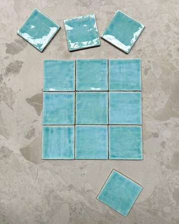 Nour Aqua – Zellige Wall Tile in Blue, 10x10 cm