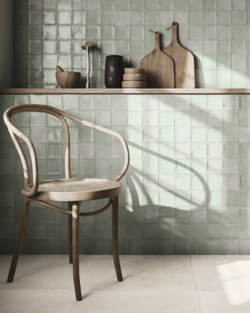 cellular tile with crackle finish | Nour Pastel Green 10x10 cm