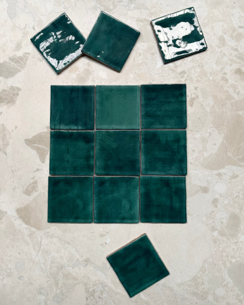 cellular tile with crackle finish | Nour Emerald 10x10 cm