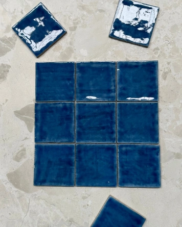 Nour Sapphire – Zellige Wall Tile in Blue, 10x10 cm