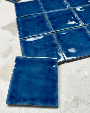 Nour Sapphire – Zellige Wall Tile in Blue, 10x10 cm