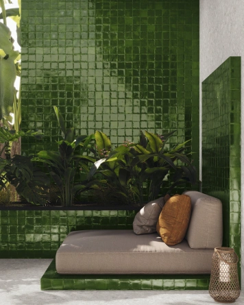 Nour Dark Green – Zellige Wall Tile, 10x10 cm