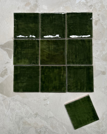 cellular tile with crackle finish | Nour Dark Green 10x10 cm