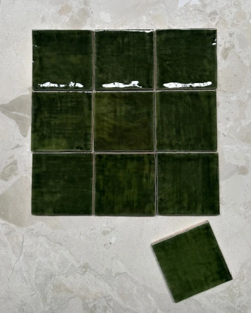 Nour Dark Green – Zellige-Wandfliese, 10x10 cm