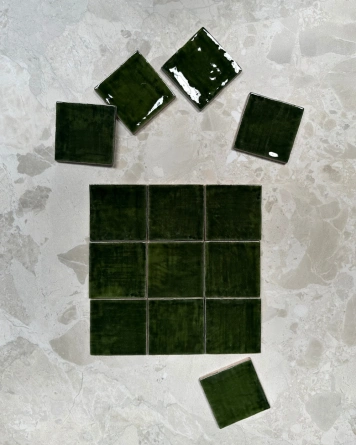 Nour Dark Green – Zellige Wall Tile, 10x10 cm