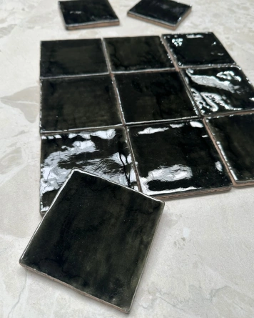 Nour Midnight Forest – Zellige Wall Tile, 10x10 cm