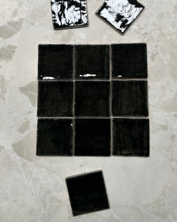 cellular tile with crackle finish| Nour Midnight Forest 10x10 cm