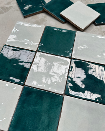 cellular tile with crackle finish | Nour White 10x10 cm