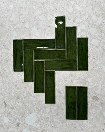 Nour Dark Green – Zellige Wall Tile Dark Green 6.5x20 cm | ZELLIGE COUTURE