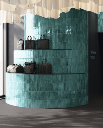 Zellige Fliese Emerald mit Krakelee | Nour Emerald 6,5x20 cm