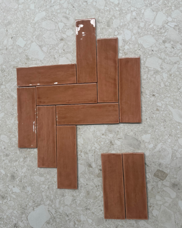 Zellige Tile with Crackle Finish | Nour Cotto 6.5x20 cm