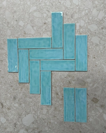 Nour Aqua – Zellige Wandfliese Blau 6,5x20 cm | ZELLIGE COUTURE