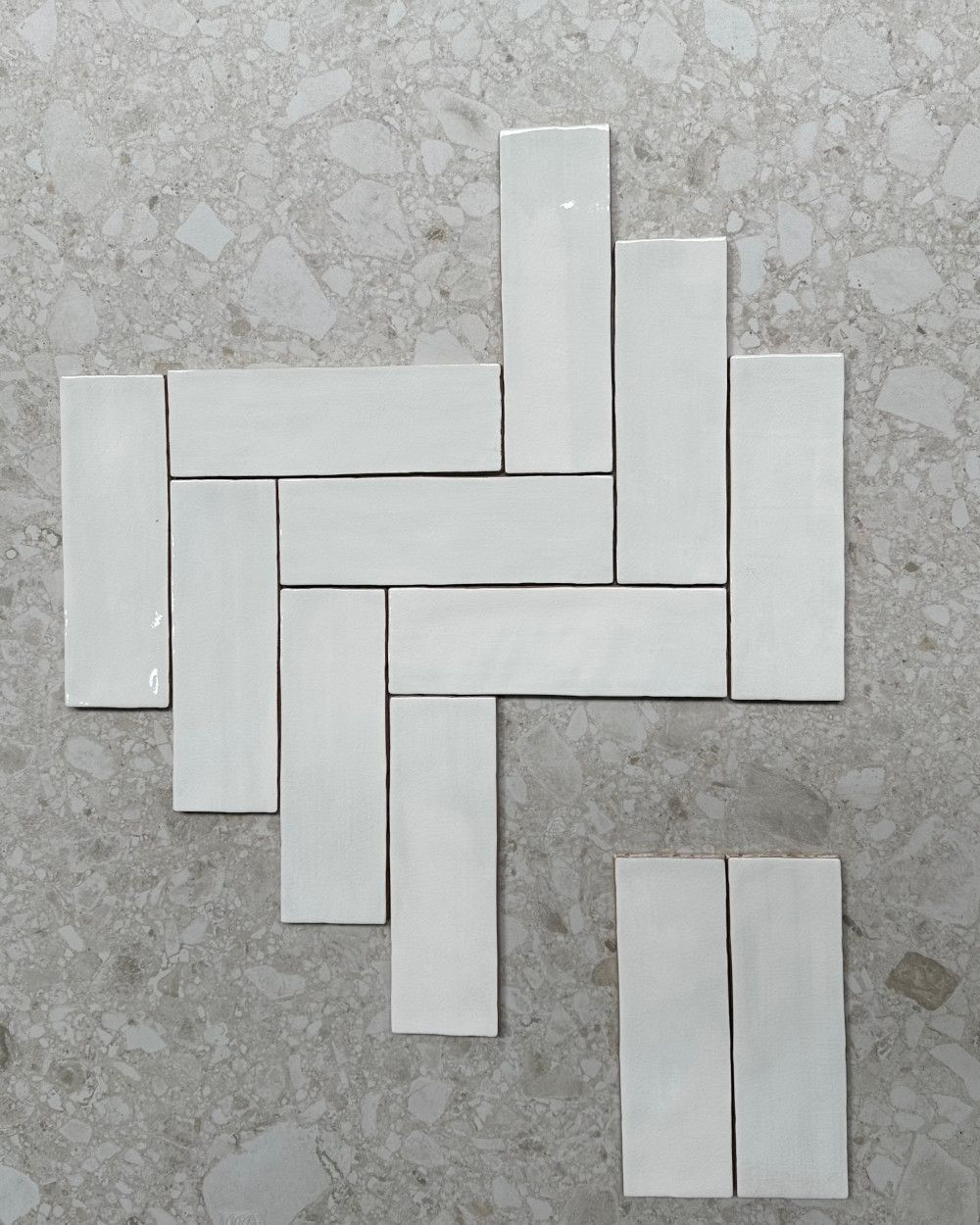 Zellige Fliese mit Krakelee | Nour White 6,5x20 cm