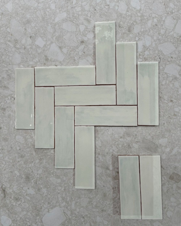 cellular tile with crackle finish | Nour Pastel Green 6.5x20 cm