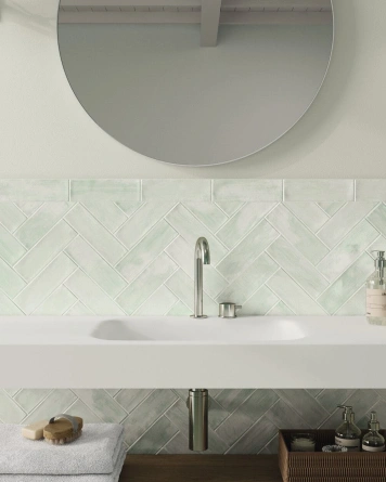 Nour Pastel Green – Zellige Wall Tile Green 6.5x20 cm | ZELLIGE COUTURE