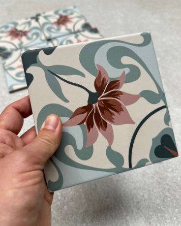 Alt Berlin Rosebery: Jugendstil-Fliese in Blau, 14,7x14,7 cm