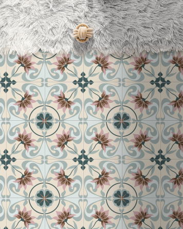 Alt Berlin Rosebery: Jugendstil-Fliese in Blau, 14,7x14,7 cm