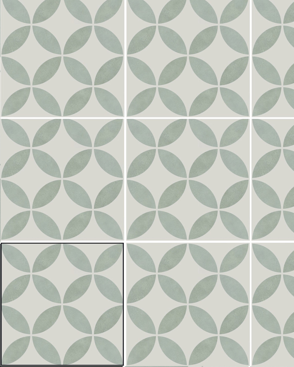 2. Sortierung Motiv Fliesen mit Blumenmuster Grün Weiß | ENYA AQUA 15X15 cm