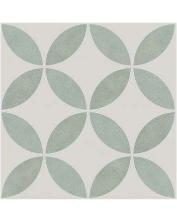 Motif tiles with floral pattern Green White | ENYA AQUA 15X15 cm