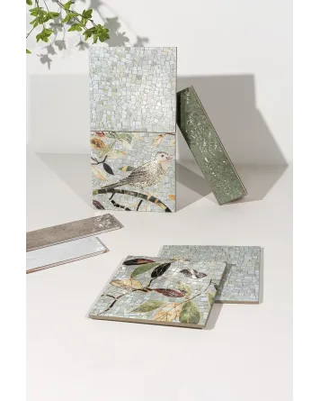 Mosaik-Fliese BLOOM Tiffany in Silber, 20x20 cm Vintage