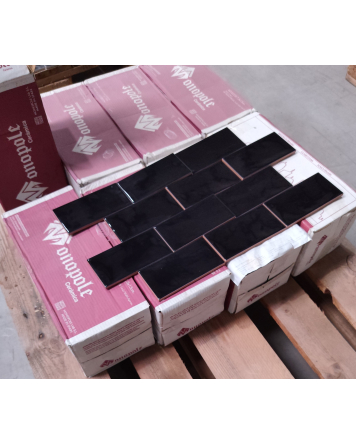 Metro Fliesen 7,5x15 cm Schwarz ohne Facette