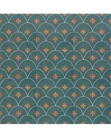 Orientalische Fliesen Smaragdgrün | Glamour Green Halbmond Muster 20x20 cm