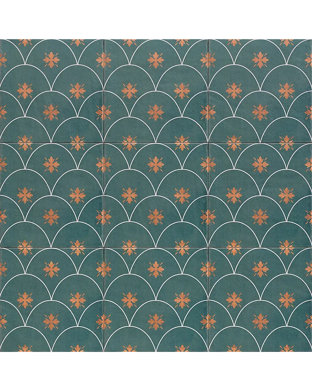Orientalische Fliesen Smaragdgrün | Glamour Green Halbmond Muster 20x20 cm