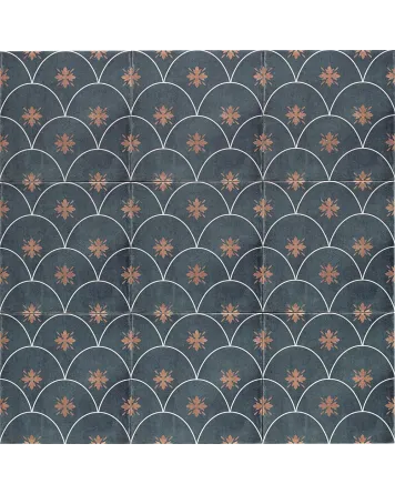 Orientalische Fliesen Blau | Glamour Blue Halbmond Muster 20x20 cm