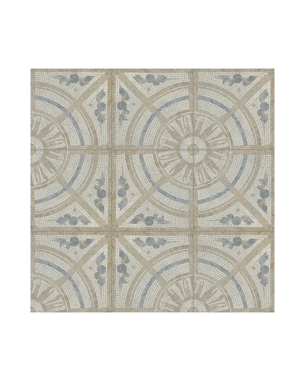 Medalyon Bodenfliese beige matt im Vintage-Look