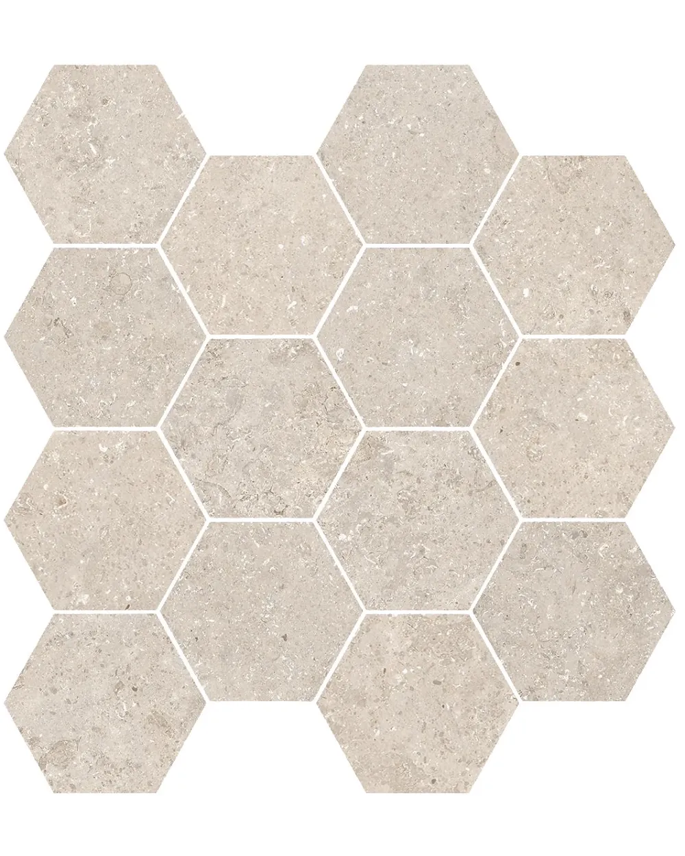 Sechseck-Mosaikfliese Taupe matt – Stein-Optik 29x27
