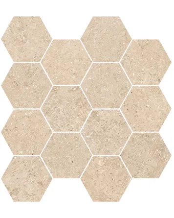 Sechseck-Mosaikfliese Beige matt – Stein-Optik 29x27
