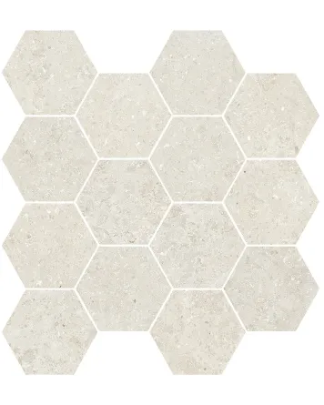 Kyoto White Hexagon-Mosaik – Stein-Optik Matt, 29x27 cm