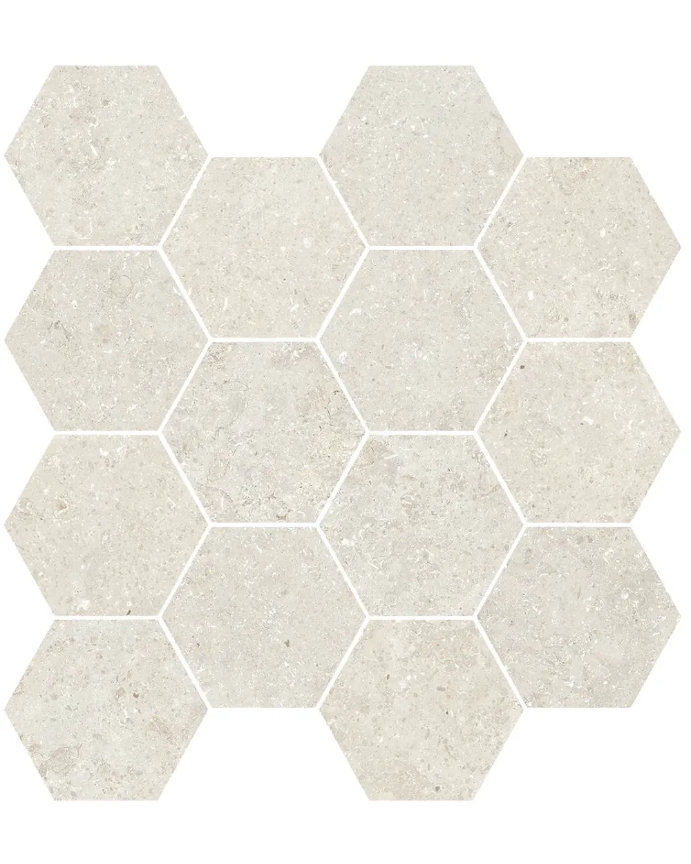 Kyoto White Hexagon-Mosaik – Stein-Optik Matt, 29x27 cm