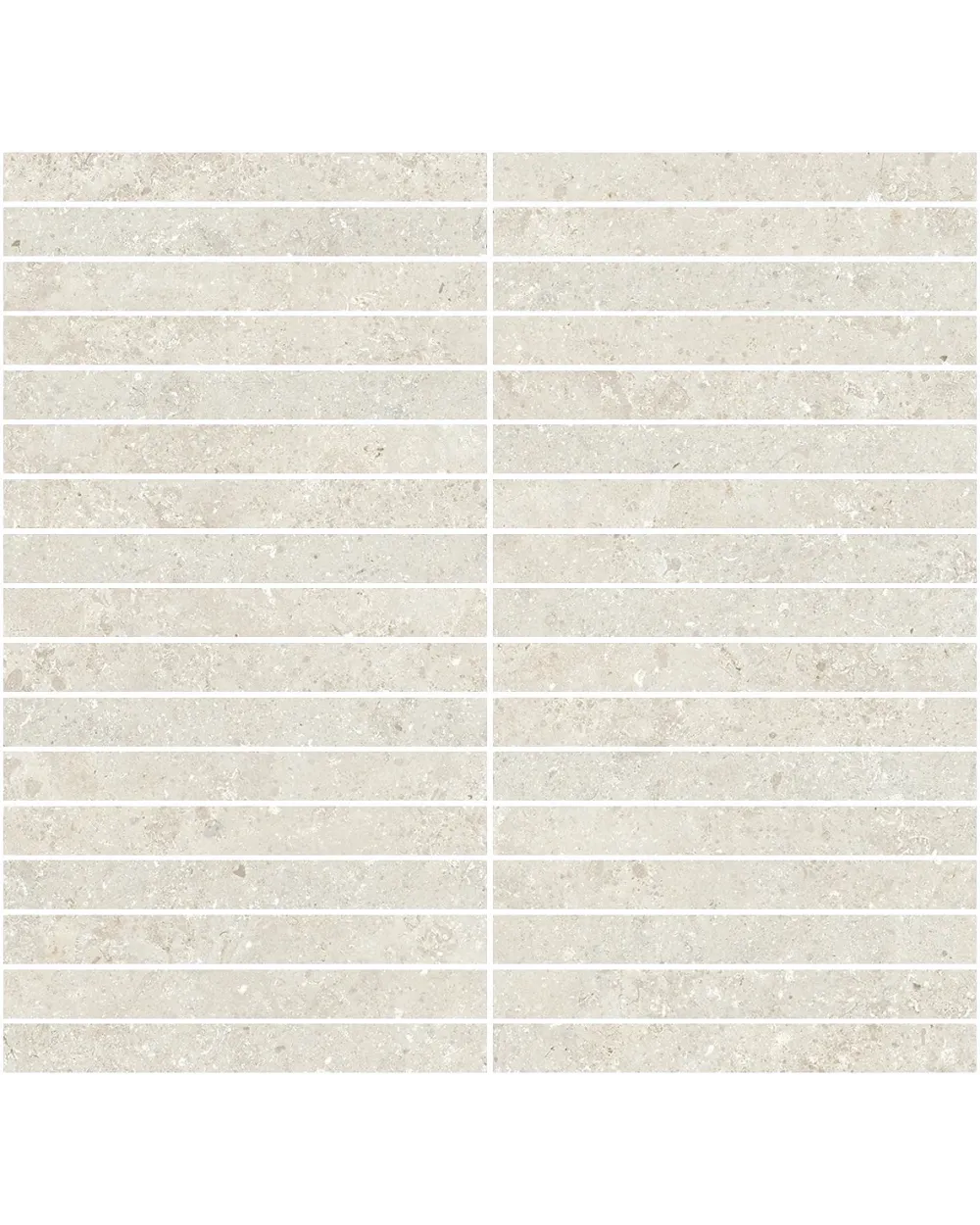 Kyoto White Stabmosaik – Stein-Optik Weiß, 30x30 cm