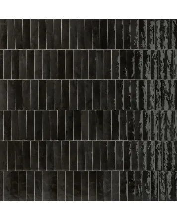 Zellige Wall Tile Black Glossy 6x24 cm
