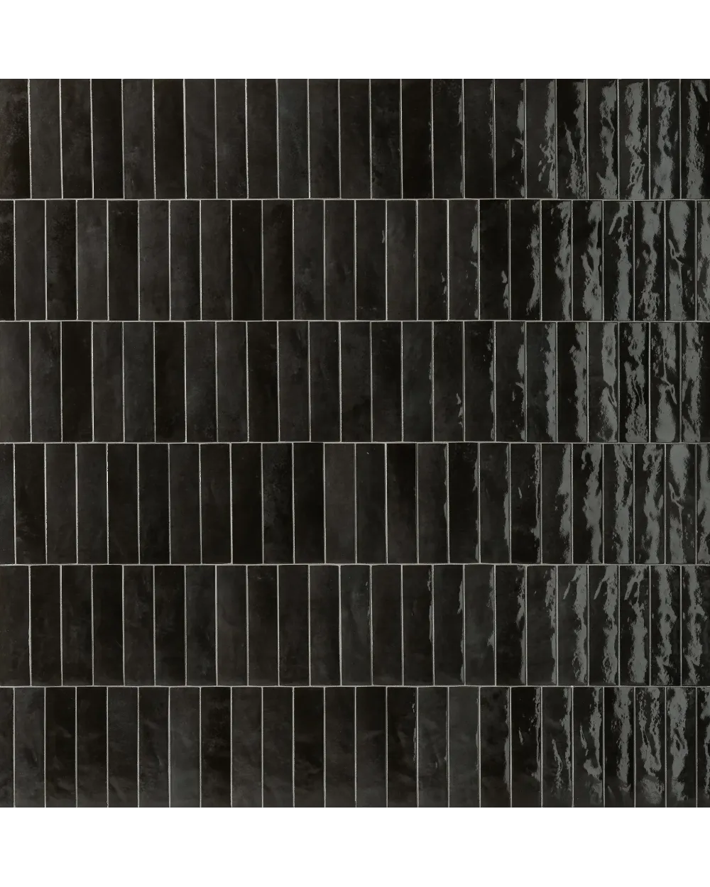 Zellige Wall Tile Black Glossy 6x24 cm