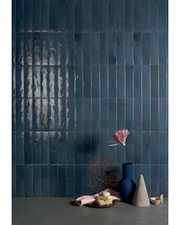 Zellige Wall Tile Galaxy Blue Glossy 6x24 cm