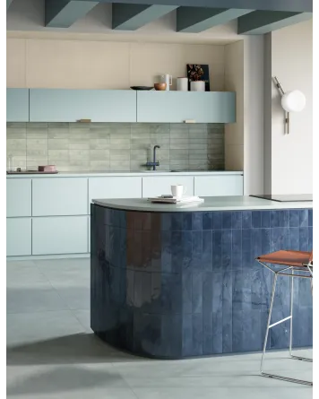Zellige Wall Tile Galaxy Blue Glossy 6x24 cm
