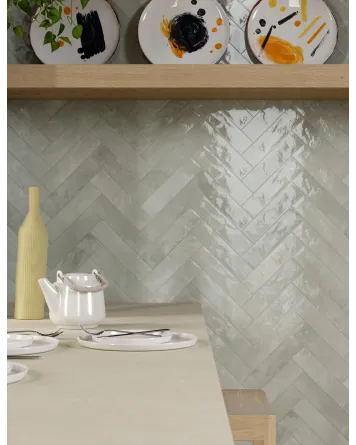 Zellige Wall Tile Moon Grey Glossy 6x24 cm
