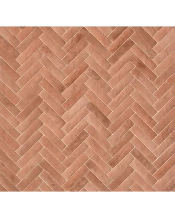 Zellige Wall Tile Coral Pink Glossy 6x24 cm