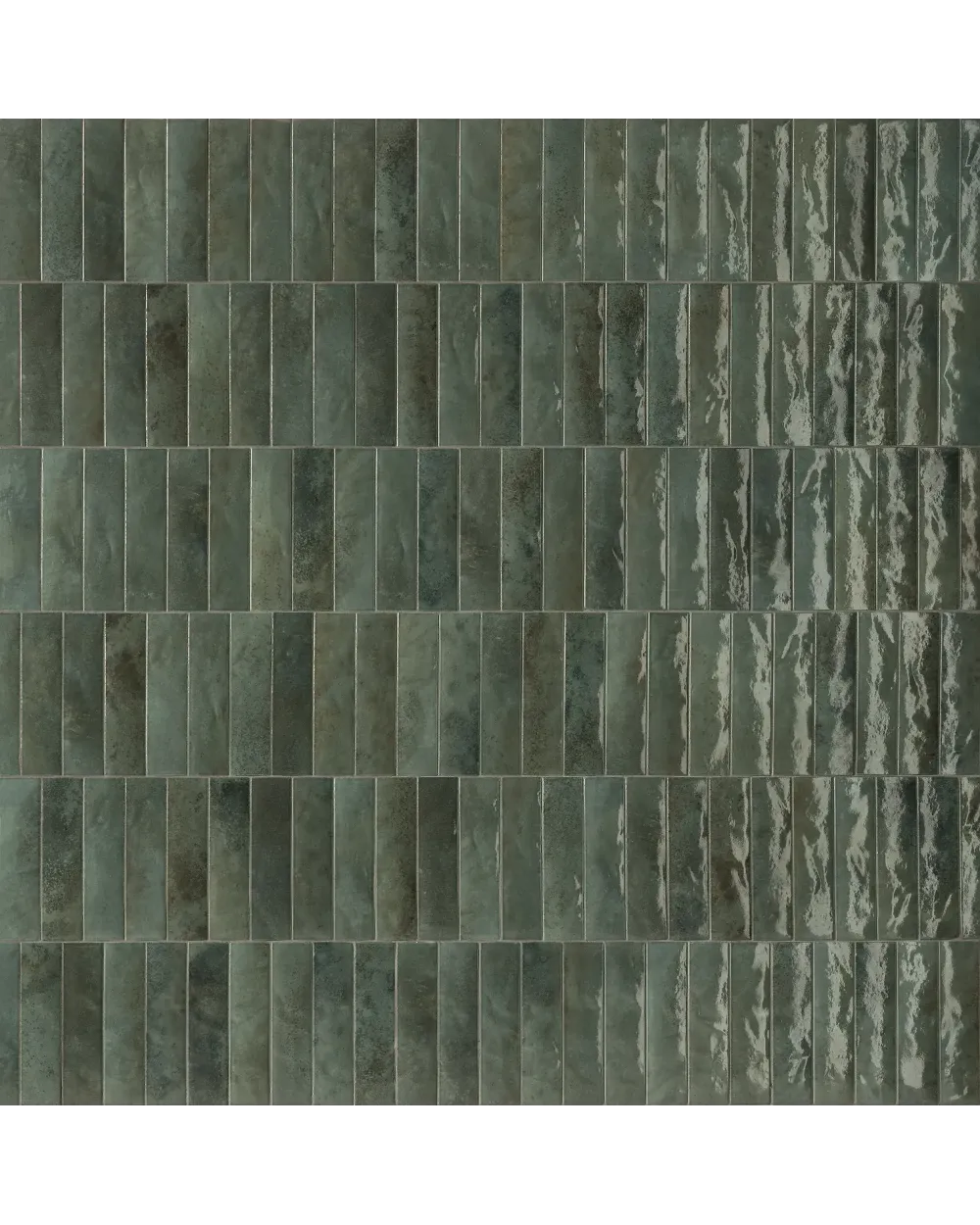 Zellige Wall Tile Mallow Green Glossy 6x24 cm
