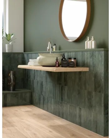 Zellige Wall Tile Mallow Green Glossy 6x24 cm