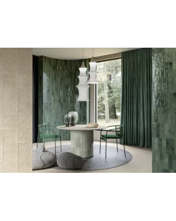 Zellige Wall Tile Mallow Green Glossy 6x24 cm