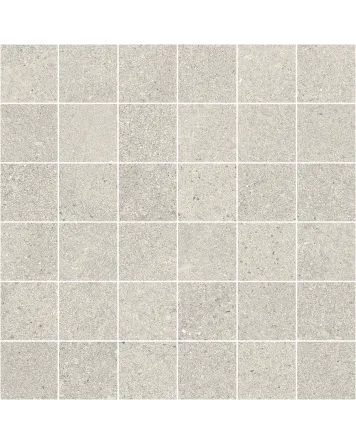 Nordic Pearl Mosaik: Silberne Steinoptik-Fliese 30x30