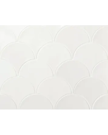 Smiles White: Fischschuppen-Wandfliese in Weiß