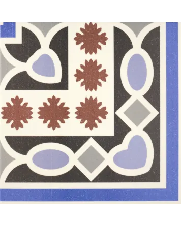 Victorian Corner Tile in Blue, Matt, 20x20 cm