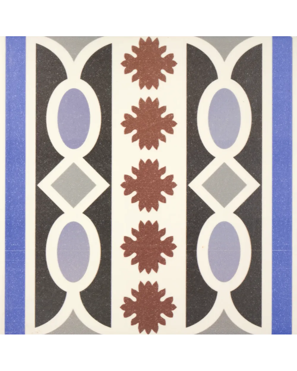 Viktorianische Bordüre in Blau, matt, 20x20 cm