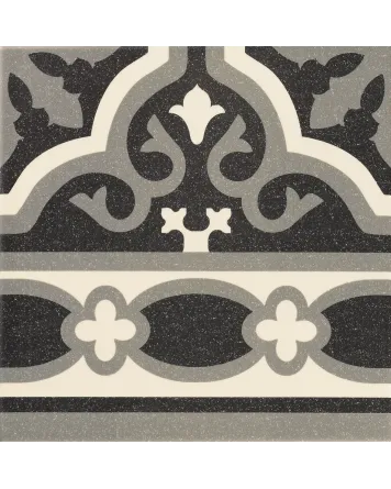 Florentine Black Border Tile, Matt, Classic Look, 20x20 cm